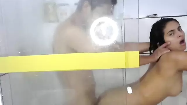 Fucking a hot Brazilian girl in the shower after a blowjob